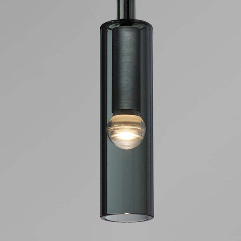 Cylinder Smoke Grey Crystal Sconce Simplicity 1 Light Wall Mounted Light with Black Arm