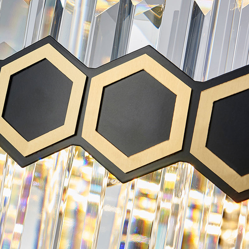 23.5 "/31.5" W Posting de cristal cónico colgante de techo negro LED LED LED CANDELIER