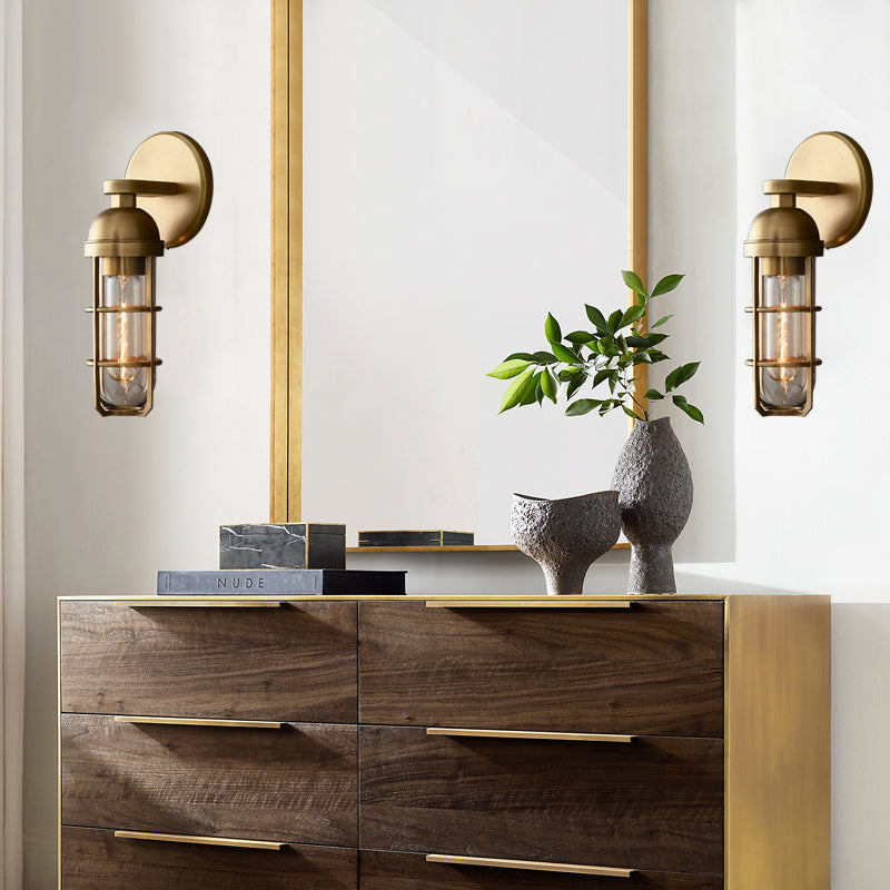 10.5"/17" H Oblong Metal Wall Mounted Lamp Vintage 1 Bulb Gold Finish Wall Mounted Light Fixture