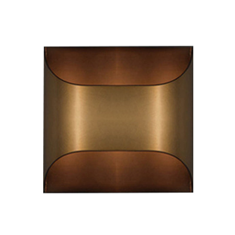 Colonial Square/Rectangle Wall Lamp 1 Head Metal Flush Mount Wall Sconce in Brass for Bedroom