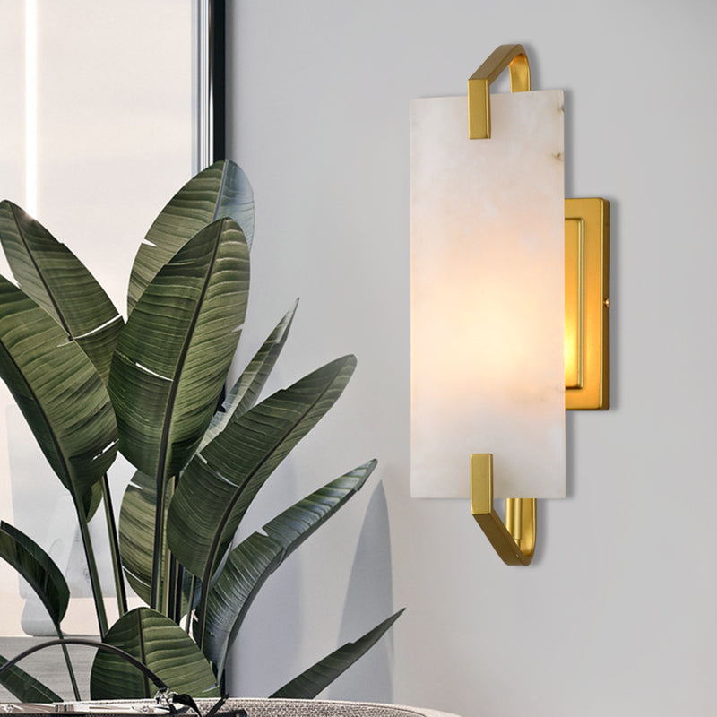 Chambre à coucher rectangulaire à chasse d'eau colonial marbre 1 lampe murale en or de lumière