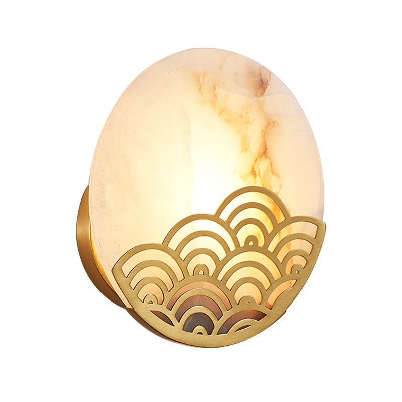 Lampe murale de la chambre circulaire colonialisme marbre simple éclairage mural d'éclairage mural en or, 8 "/ 10" de largeur