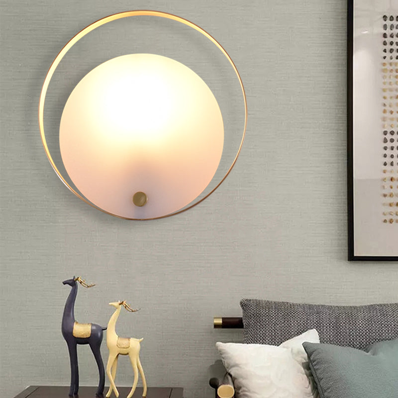 1-Light Round Flush Murce Galce Colonial White White acrylique Mur Wall Lightture pour le salon