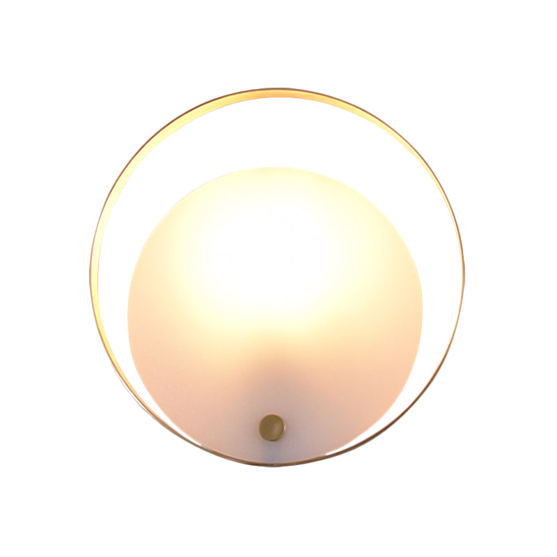 1-Light Round Flush Murce Galce Colonial White White acrylique Mur Wall Lightture pour le salon