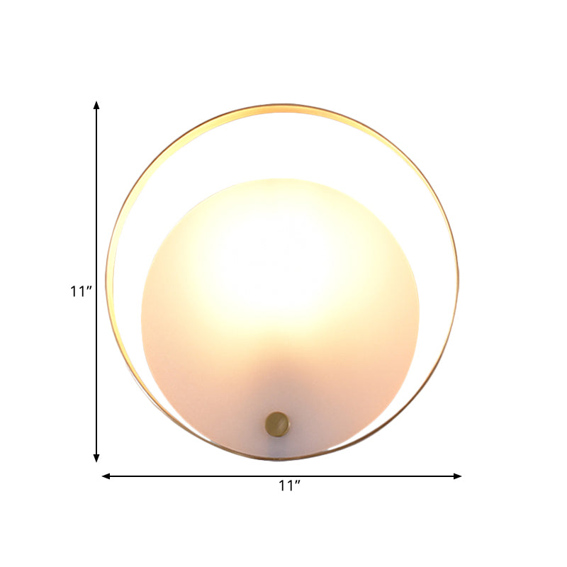 1-Light Round Flush Murce Galce Colonial White White acrylique Mur Wall Lightture pour le salon