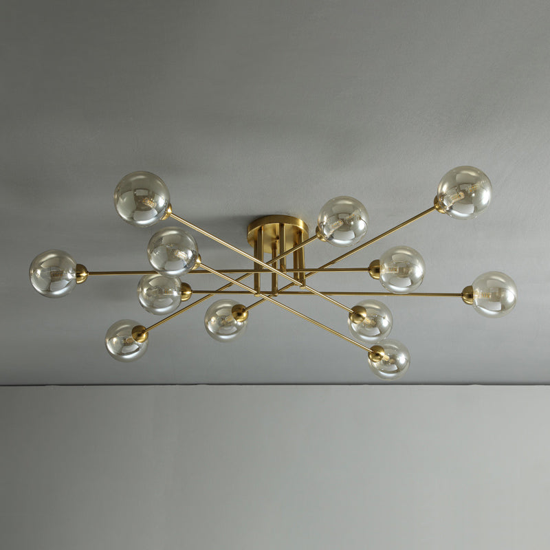 Plafond de style minimalisme moderne Globe de verre globe Shade Metal Lignes de verrouillage des lieux d'éclairage de forme lampe