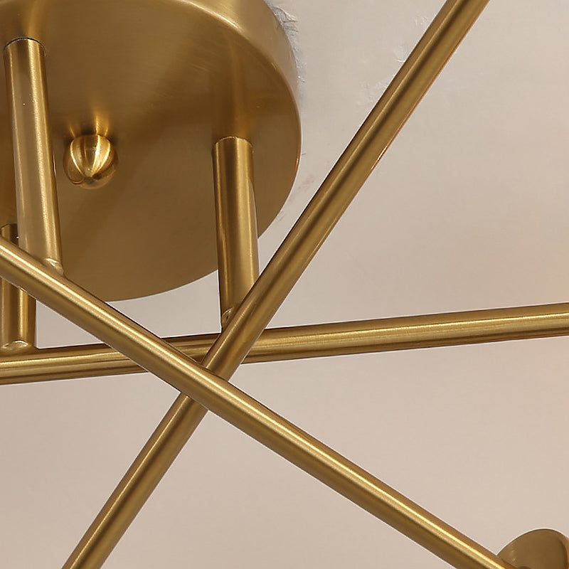 6 Lights Bare Bulb Ceiling Light Post-modern Metal Interlocking Lines Shape Flushmount Lighting Fixture