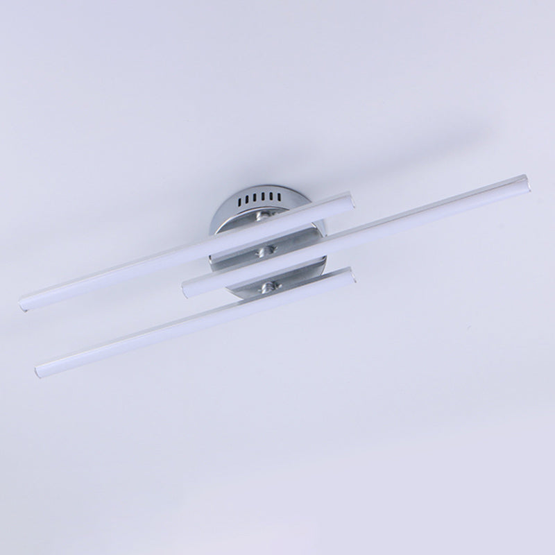 Plafonnier LED à lignes parallèles de Style moderne, luminaire de couloir simple en aluminium en argent