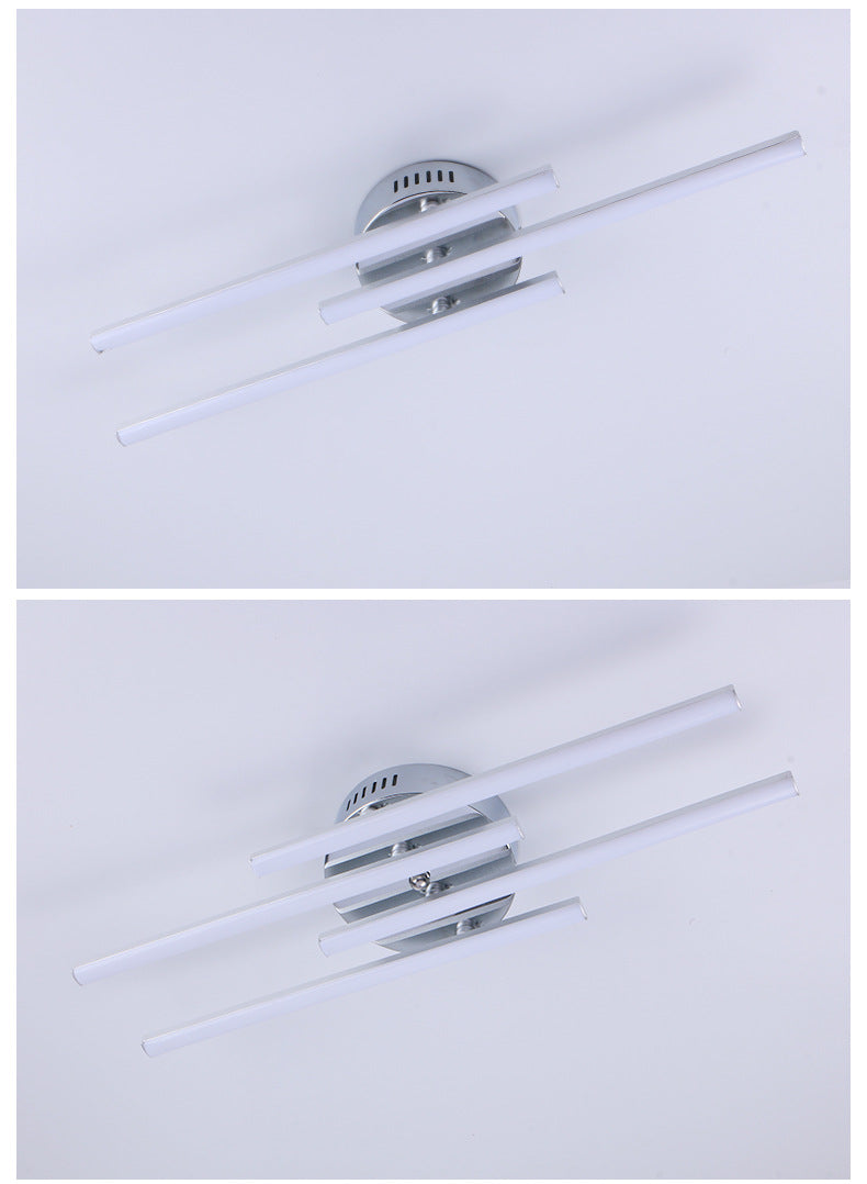 Plafonnier LED à lignes parallèles de Style moderne, luminaire de couloir simple en aluminium en argent