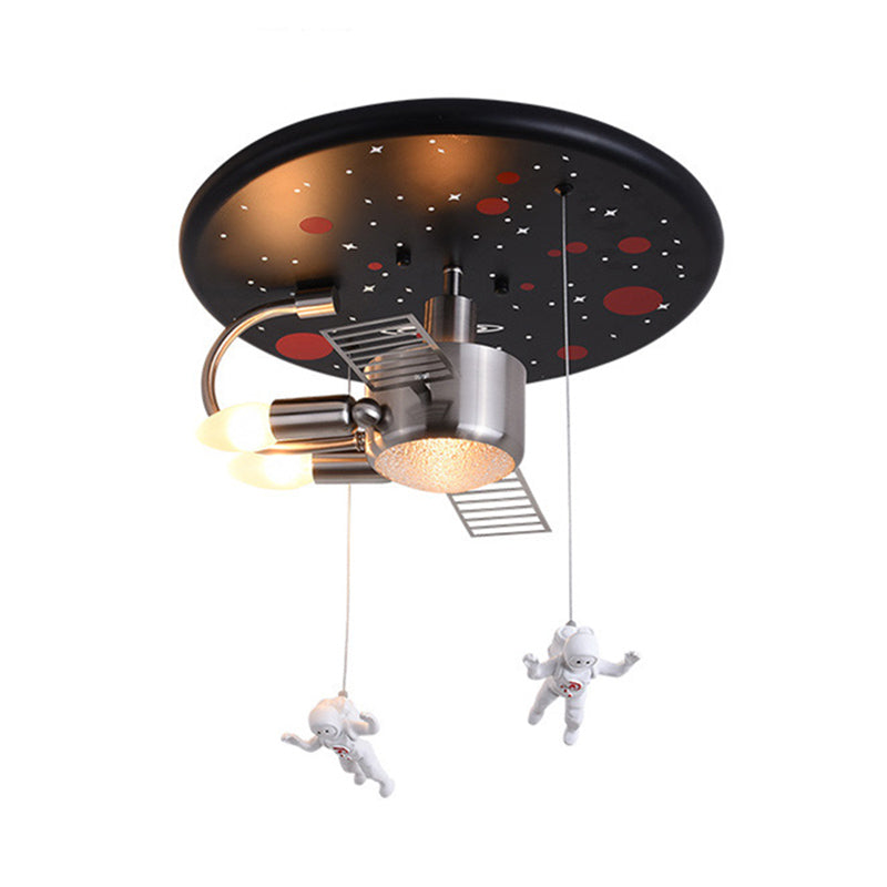 Metal Spacecraft Ceiling Light Cartoon Astronauts LED Pendulum Lighting Fixture for Children Room
