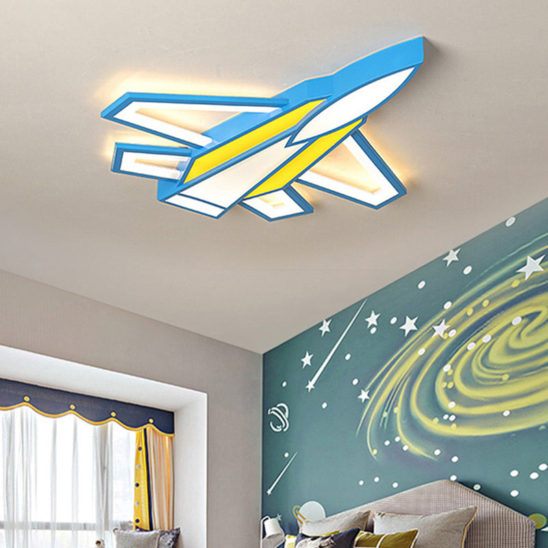 Cartoon Flugzeug Flush LED Deckenleuchte Jungen Kinderzimmer Metall Unterputzleuchte mit Acryl Lampenschirm