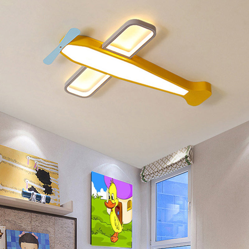 Cartoon Flugzeug Flush LED Deckenleuchte Jungen Kinderzimmer Metall Unterputzleuchte mit Acryl Lampenschirm