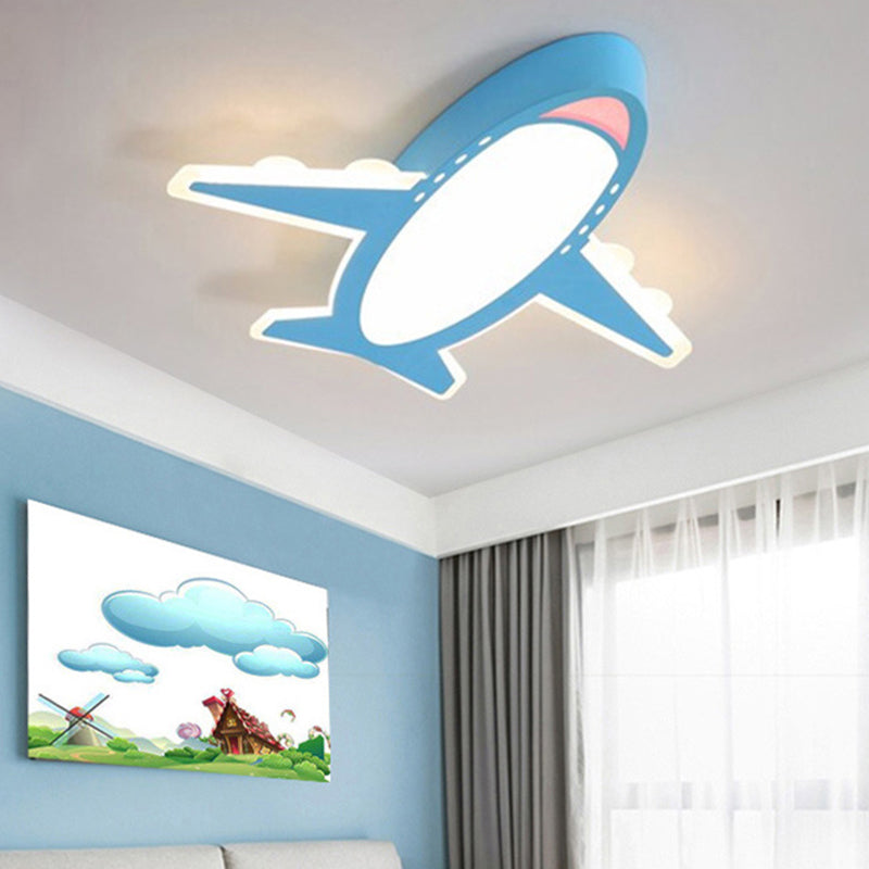 Cartoon Flugzeug Flush LED Deckenleuchte Jungen Kinderzimmer Metall Unterputzleuchte mit Acryl Lampenschirm