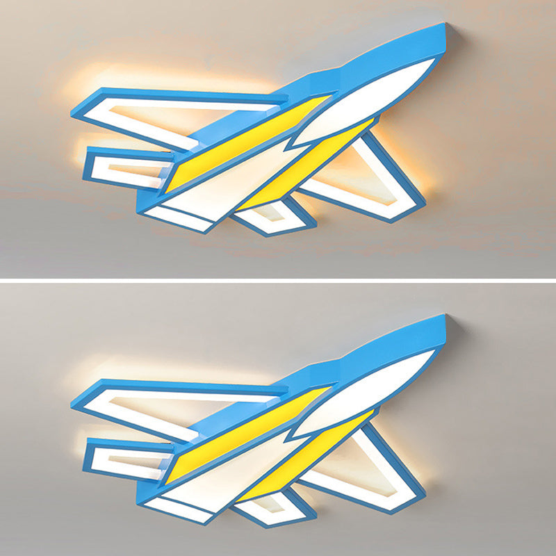 Cartoon Flugzeug Flush LED Deckenleuchte Jungen Kinderzimmer Metall Unterputzleuchte mit Acryl Lampenschirm