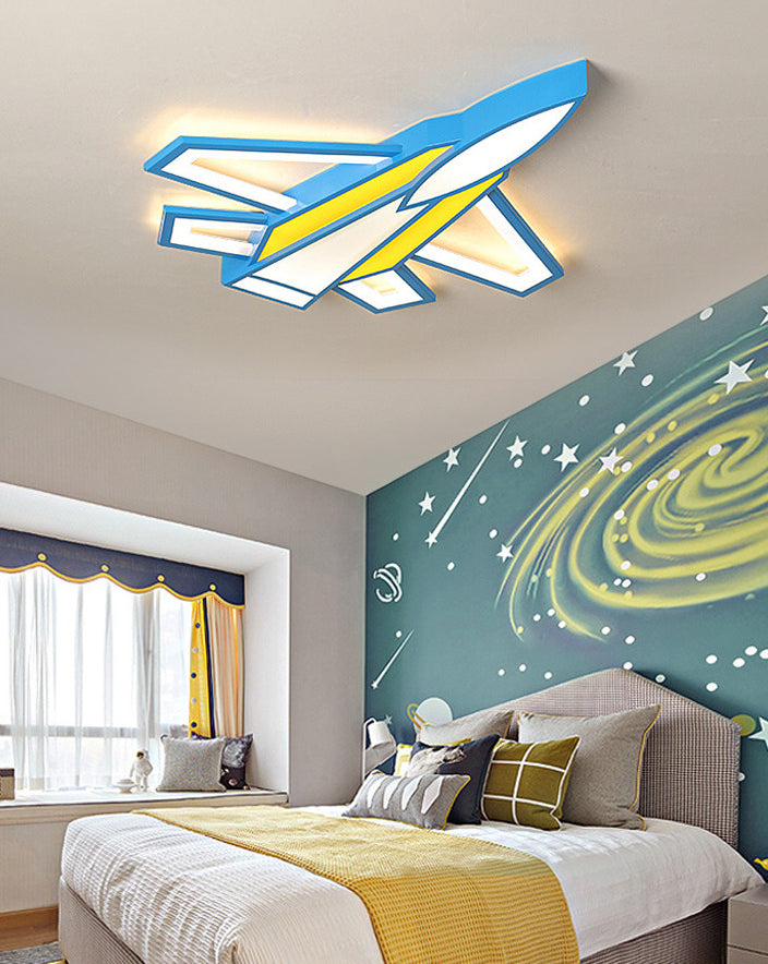Cartoon Flugzeug Flush LED Deckenleuchte Jungen Kinderzimmer Metall Unterputzleuchte mit Acryl Lampenschirm