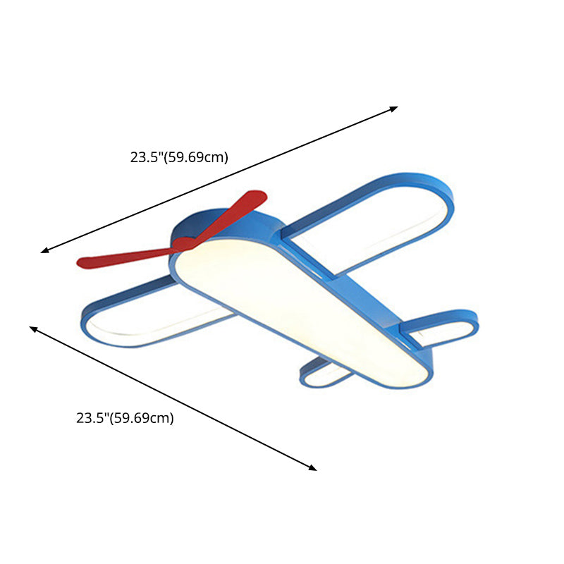 Cartoon Airplane Shaped Ceiling Mount Light Acrylic Shade Creative Boys Room LED Ceiling Lamp in Blue