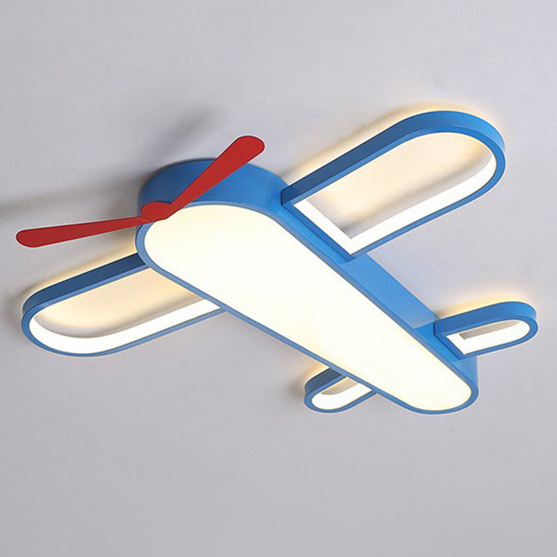 Cartoon Airplane a forma di montaggio Leggero Acrilico Shade Creative Ragazzi Camera LED Lampada in Blu