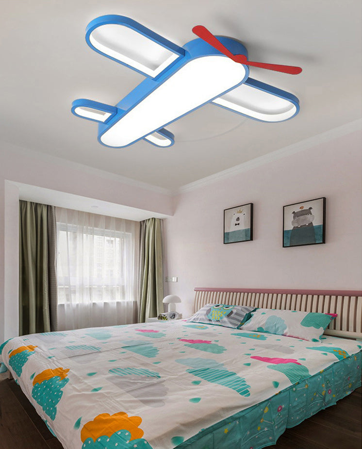 Cartoon Airplane a forma di montaggio Leggero Acrilico Shade Creative Ragazzi Camera LED Lampada in Blu