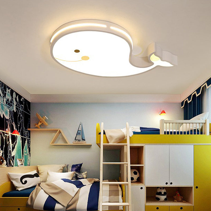 Plafonnier LED en métal en forme d'animaux de dessin animé, plafonnier blanc pour chambre d'enfant avec abat-jour en acrylique