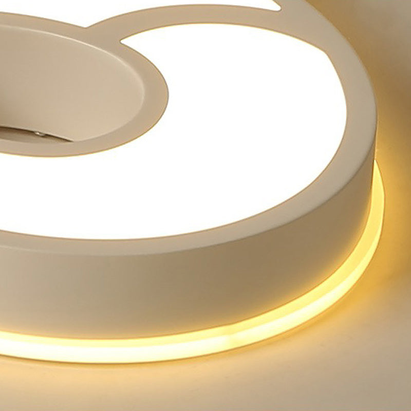 Plafonnier LED en métal en forme d'animaux de dessin animé, plafonnier blanc pour chambre d'enfant avec abat-jour en acrylique