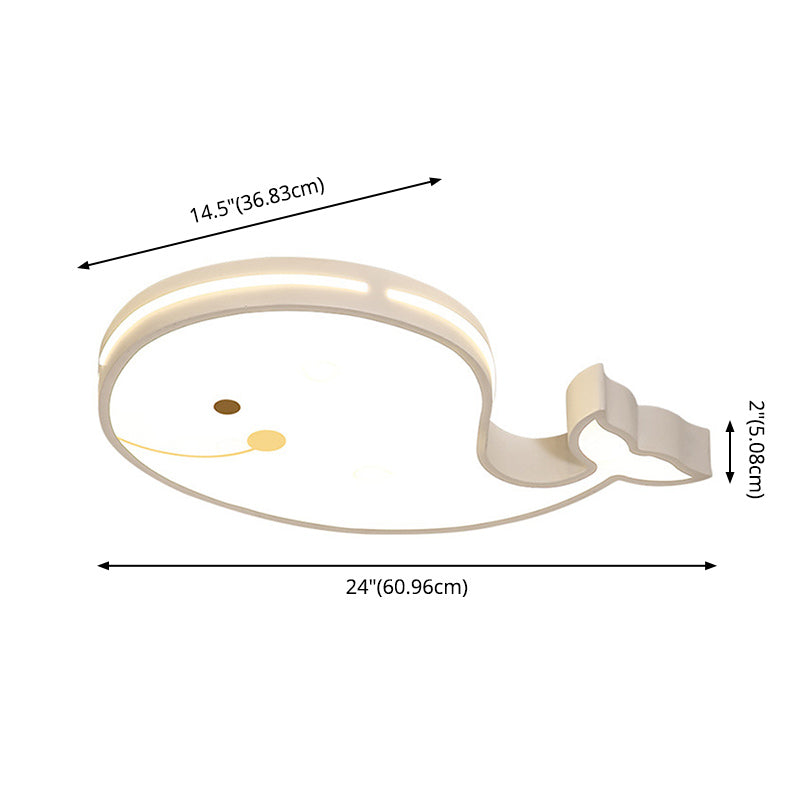 Plafonnier LED en métal en forme d'animaux de dessin animé, plafonnier blanc pour chambre d'enfant avec abat-jour en acrylique