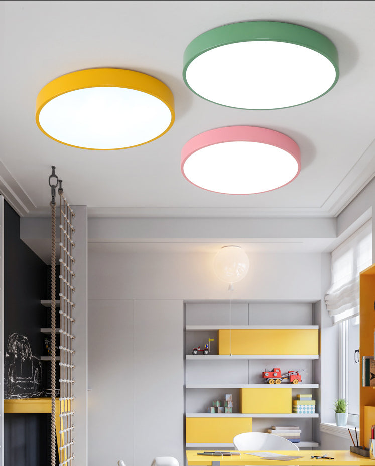 Multi Color Optional LED Ceiling Light Nordic Style Round Macaroon Lighting Fixture for Bedroom Dining Room