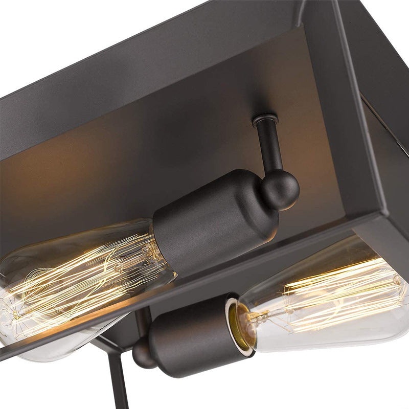 Vintage Style Square Iron Frame Plafoniera 2 Luci Lampada da incasso per sala da pranzo