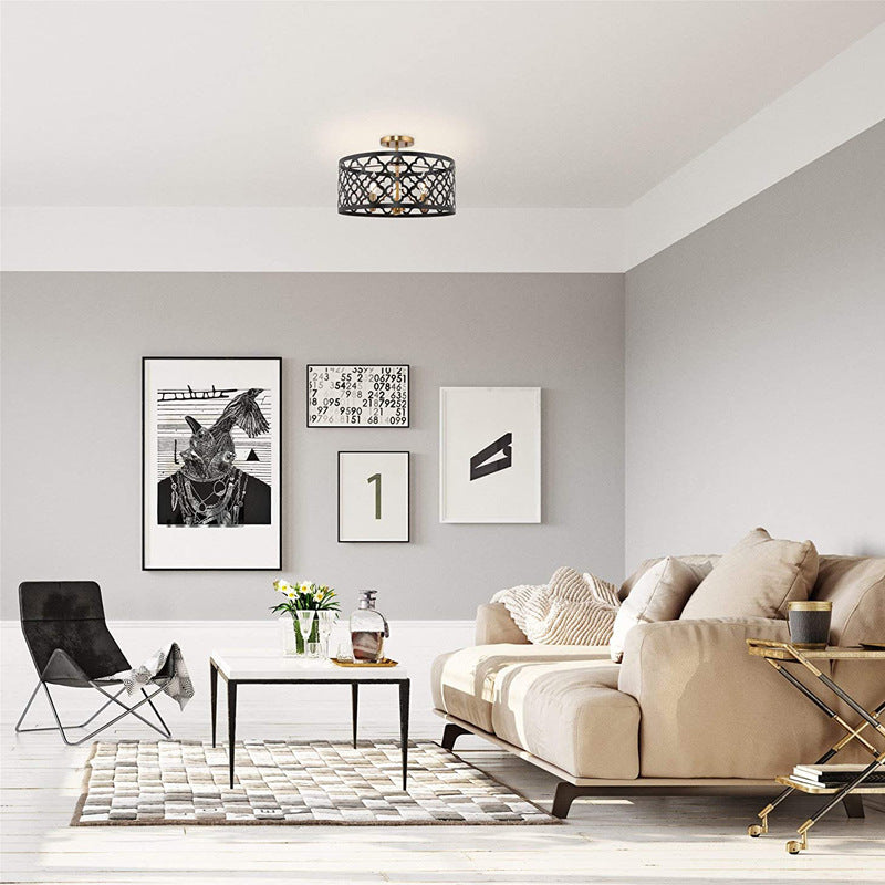 3-Lichten Candlestick Industriële Stijl Plafond Licht met bloem-vormige Holle Ijzeren Kooi Schaduw voor Eetkamer