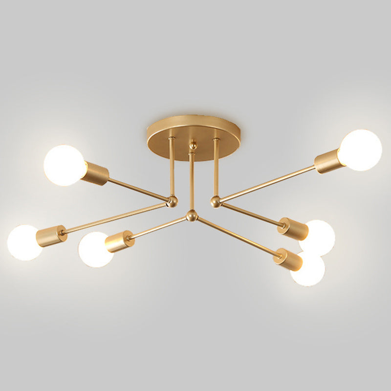 Sputnik Multi Light Ceiling Light Bare Bulb Restaurant Industrial Style Lighting Fixtures in Wrought Iron