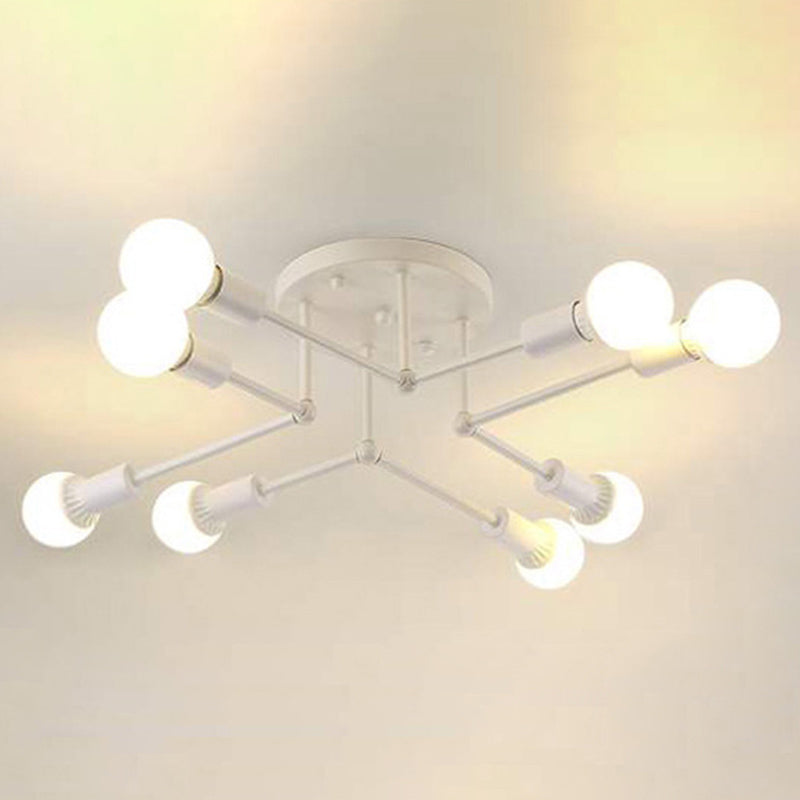Sputnik Multi Light Ceiling Light Bare Bulb Restaurant Industrial Style Lighting Fixtures in Wrought Iron