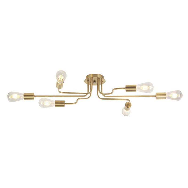 Blote Lamp Spider Plafond Licht Retro Style Iron Multi Light Living Room Flush-mount Suspension Light in Gold