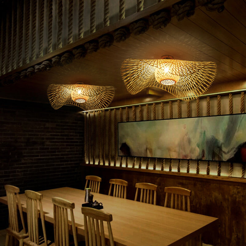 Lámparas de techo empotradas chinas de ratán con montaje semi empotrado Twist para restaurante