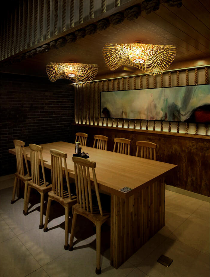 Lámparas de techo empotradas chinas de ratán con montaje semi empotrado Twist para restaurante