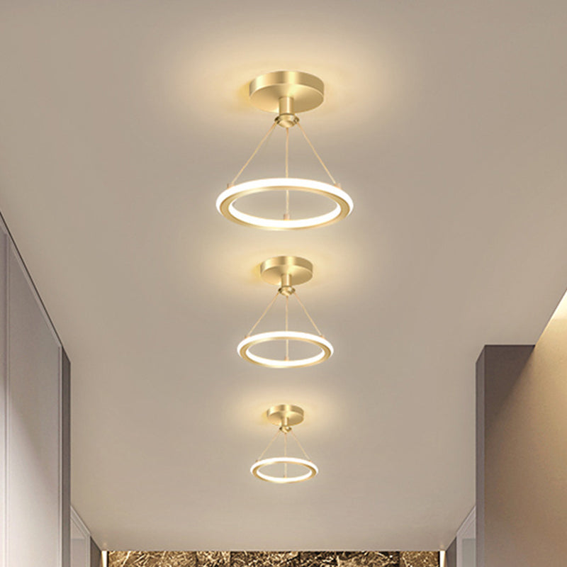 Circle Semi Flush Mount Light Metal Modern Flush Mount Ceiling Light Fixtures for Hallway
