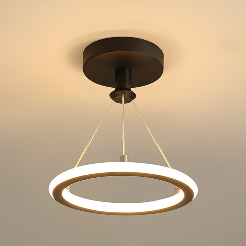 Circle Semi Flush Mount Light Metal Modern Flush Mount Ceiling Light Fixtures for Hallway