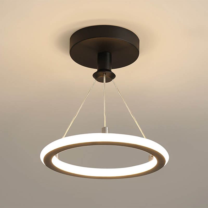 Circle Semi Flush Mount Light Metal Modern Flush Mount Ceiling Light Fixtures for Hallway