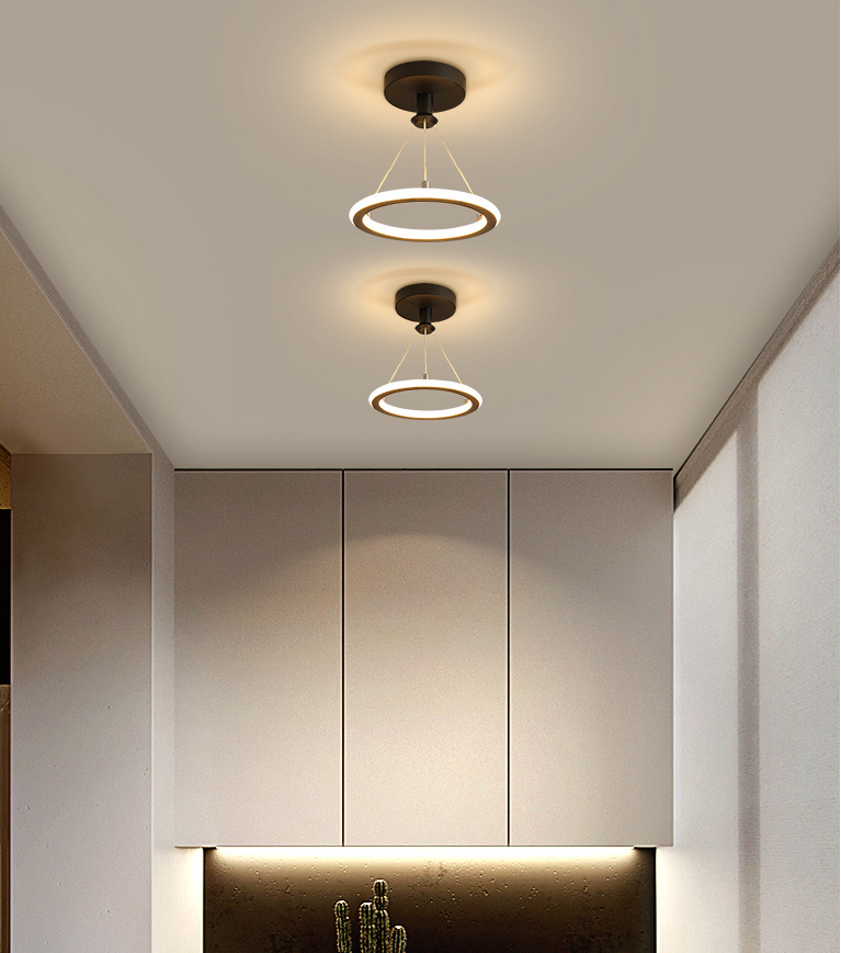 Circle Semi Flush Mount Light Metal Modern Flush Mount Ceiling Light Fixtures for Hallway