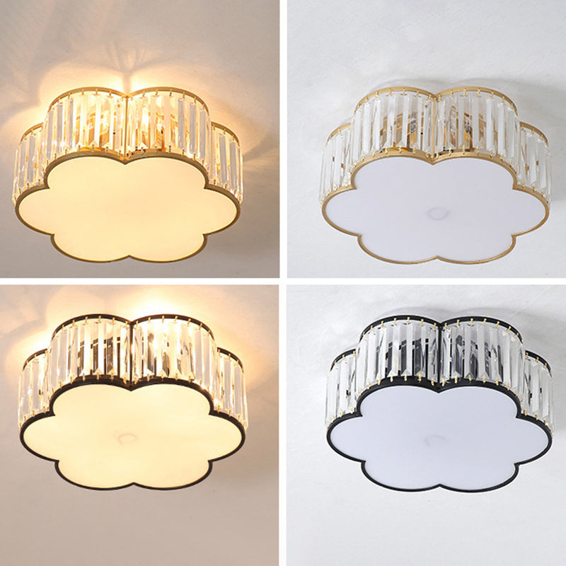 5 Lights Flush Mount Ceiling Light Simplicity Crystal Ceiling Flush Mount for Living Room