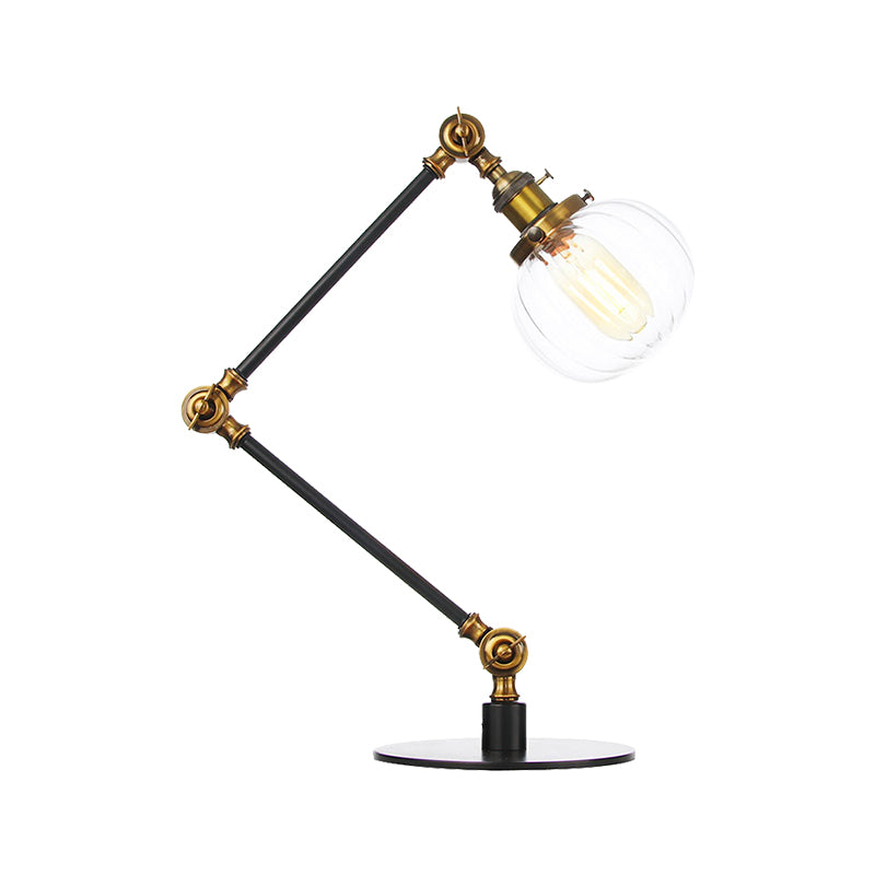 Éclairage de table globale en verre ambre / transparent vintage élégant 1 lampe de table finale noire / bronze claire pour chambre à coucher