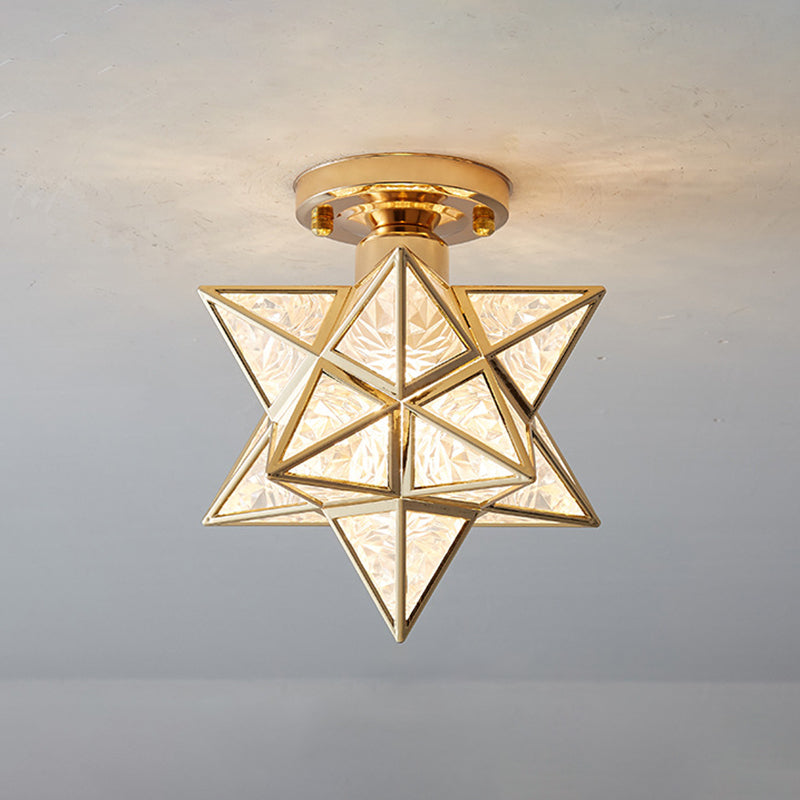Ster semi-inbouw plafondlamp Koloniale metalen plafondmontage kroonluchter voor gang