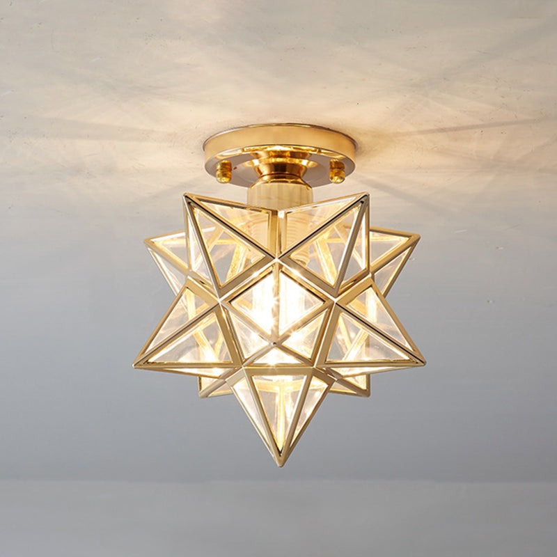Ster semi-inbouw plafondlamp Koloniale metalen plafondmontage kroonluchter voor gang