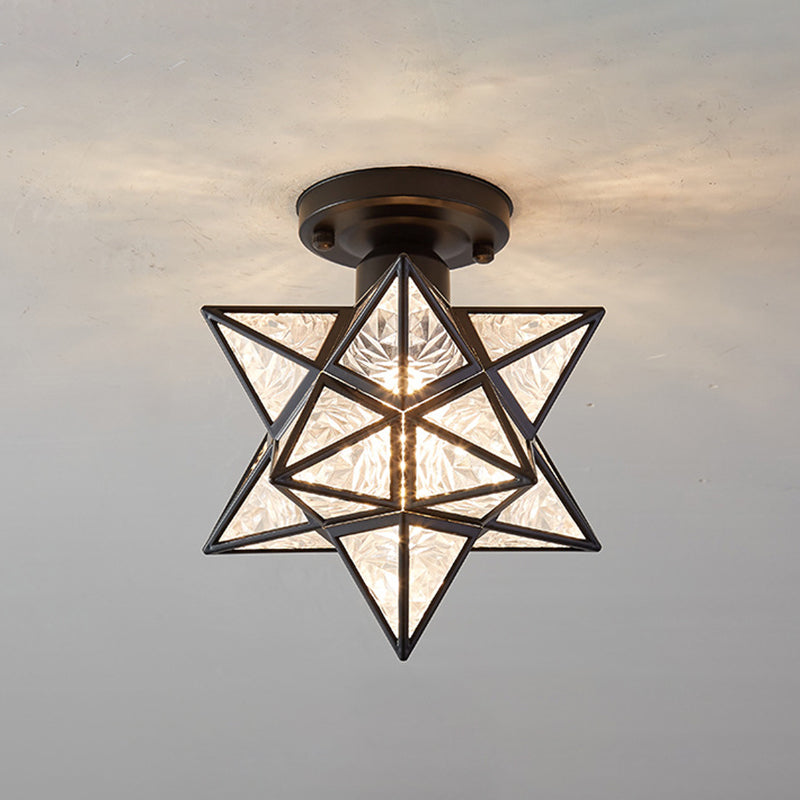 Ster semi-inbouw plafondlamp Koloniale metalen plafondmontage kroonluchter voor gang