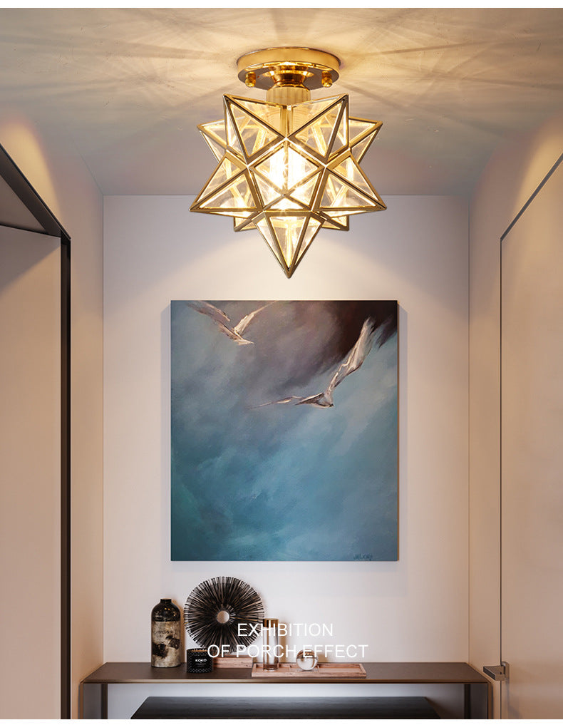 Ster semi-inbouw plafondlamp Koloniale metalen plafondmontage kroonluchter voor gang