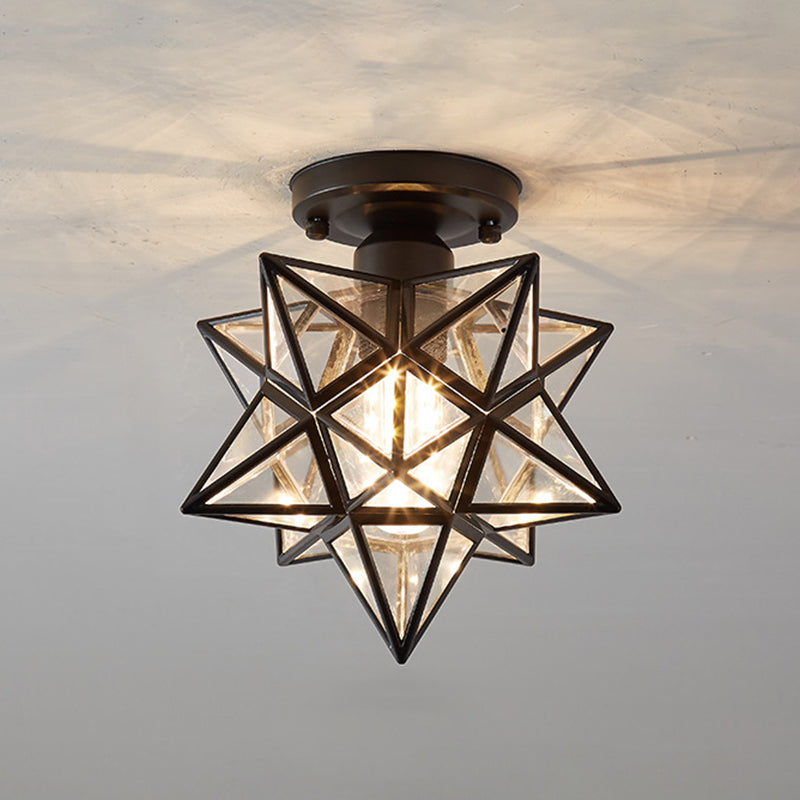 Ster semi-inbouw plafondlamp Koloniale metalen plafondmontage kroonluchter voor gang