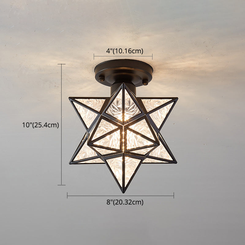 Ster semi-inbouw plafondlamp Koloniale metalen plafondmontage kroonluchter voor gang