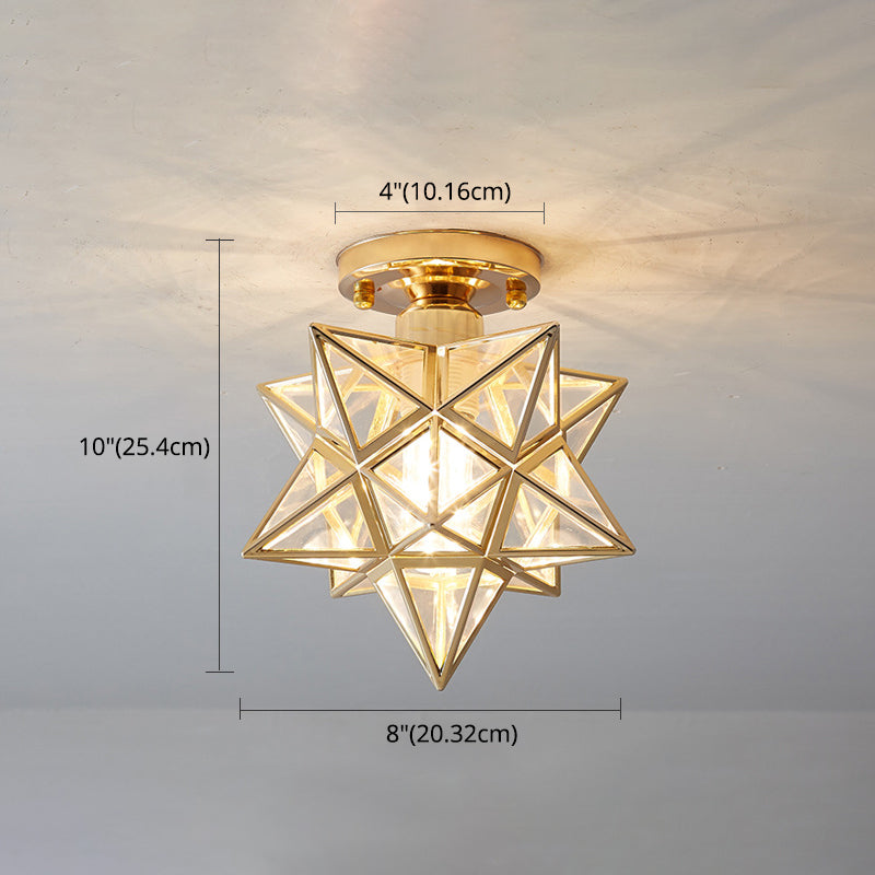 Ster semi-inbouw plafondlamp Koloniale metalen plafondmontage kroonluchter voor gang