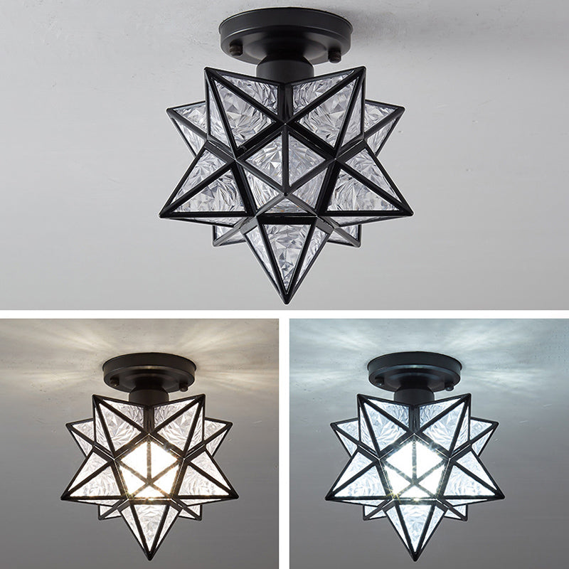 Ster semi-inbouw plafondlamp Koloniale metalen plafondmontage kroonluchter voor gang