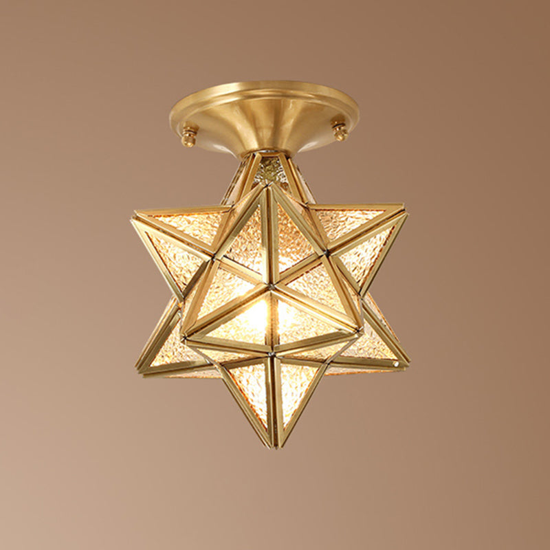Lámpara de techo de metal vintage con montaje semi empotrado en forma de estrella para pasillo