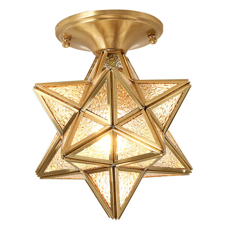 Lámpara de techo de metal vintage con montaje semi empotrado en forma de estrella para pasillo