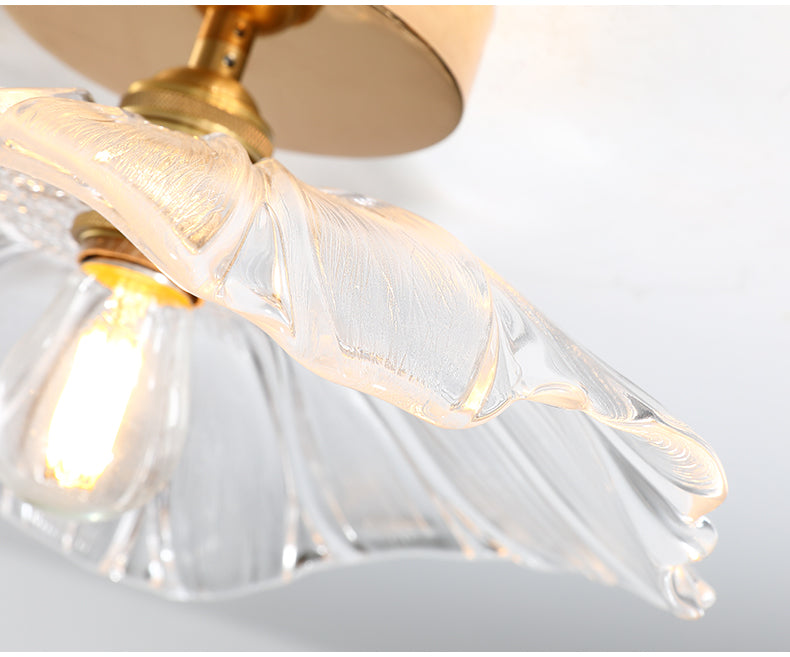 Lámpara de montaje semi de montaje con bordes festoneados lámpara de techo de vidrio tradicional para pasillo